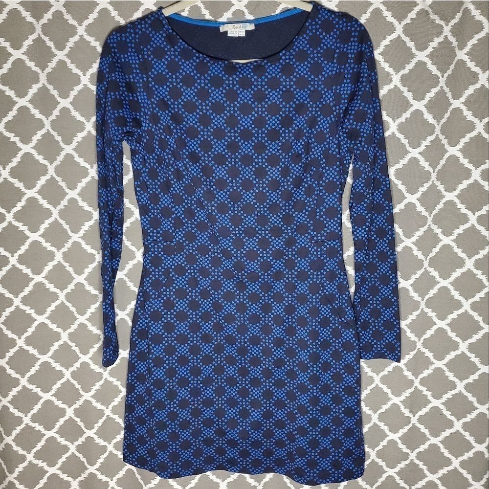 Boden Blue Geo Contrast Polka Dot Knit Everyday Shirt Dress 6